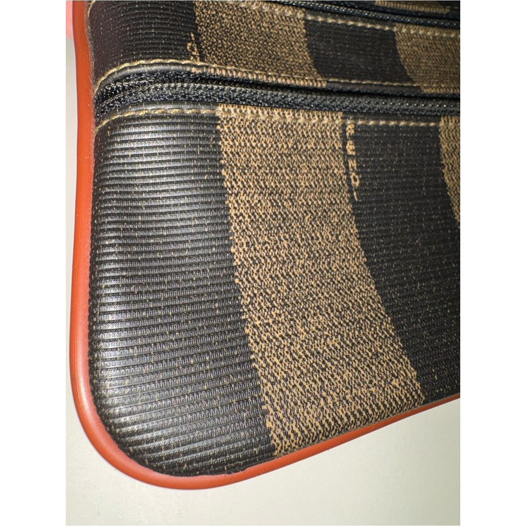 Fendi Pequin Stripe Triple-Zip Clutch / Pouch / Wallet