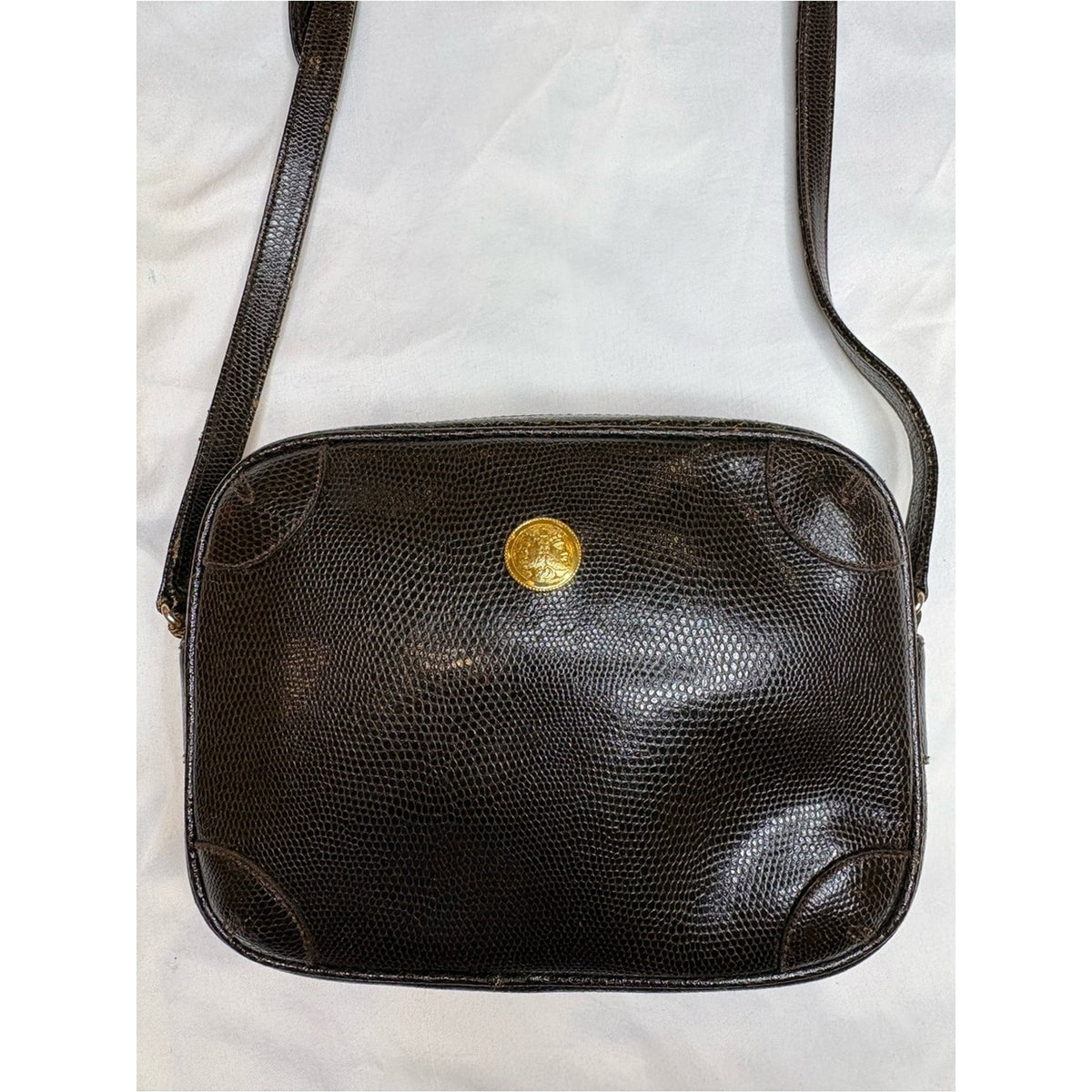 Fendi Vintage Janus Karung Snakeskin Camera Crossbody RARE Brown Exotic EUC