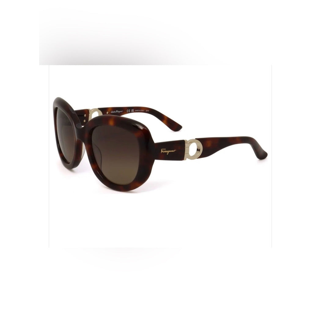 Salvatore Ferragamo Tortoise Gancini Oval Sunglasses New in Case SF727S