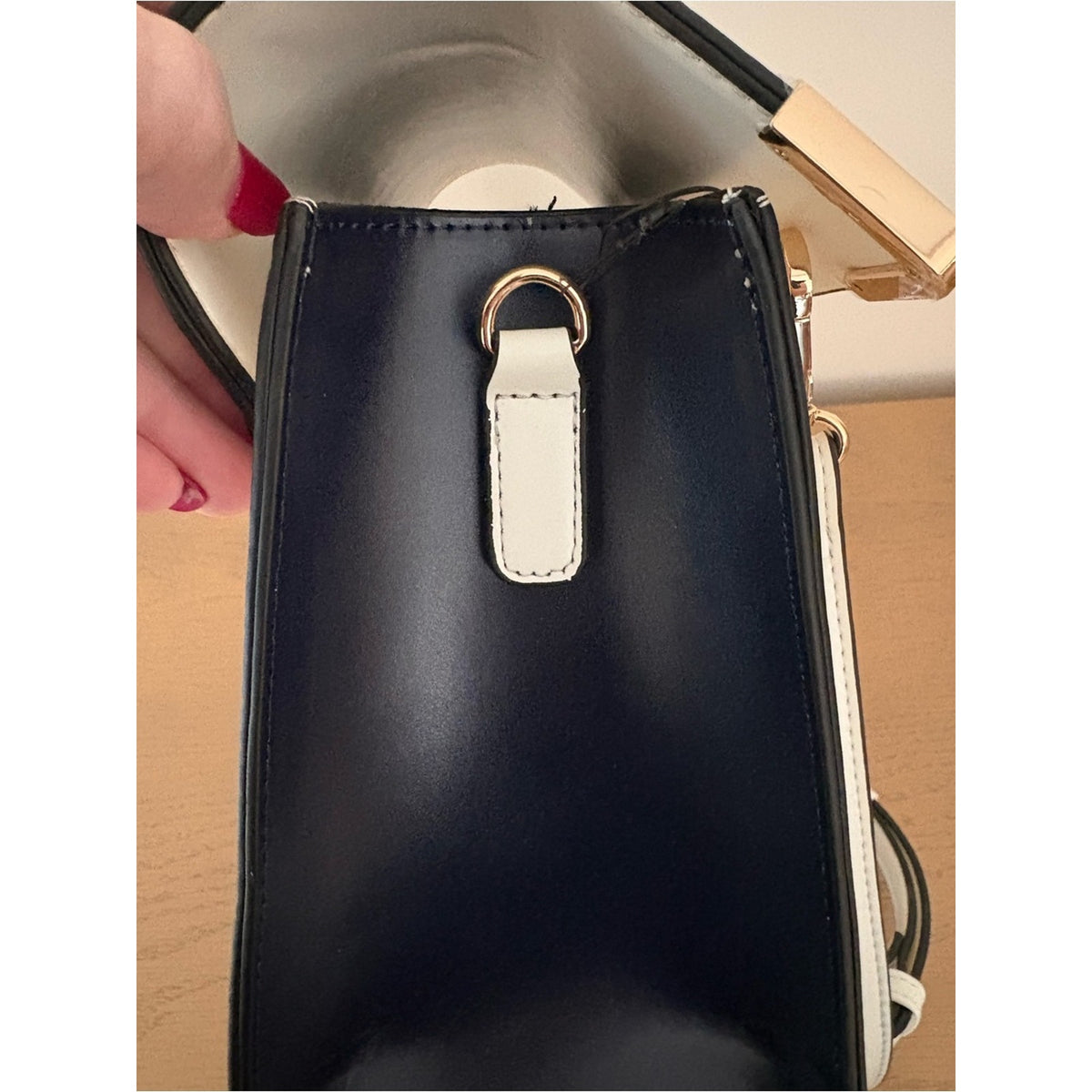 DUNE of London Top Handle Crossbody Bag Navy Blue & Ivory White