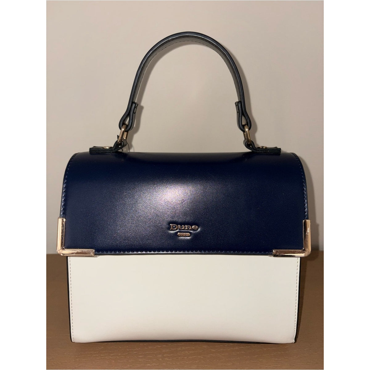 DUNE of London Top Handle Crossbody Bag Navy Blue & Ivory White
