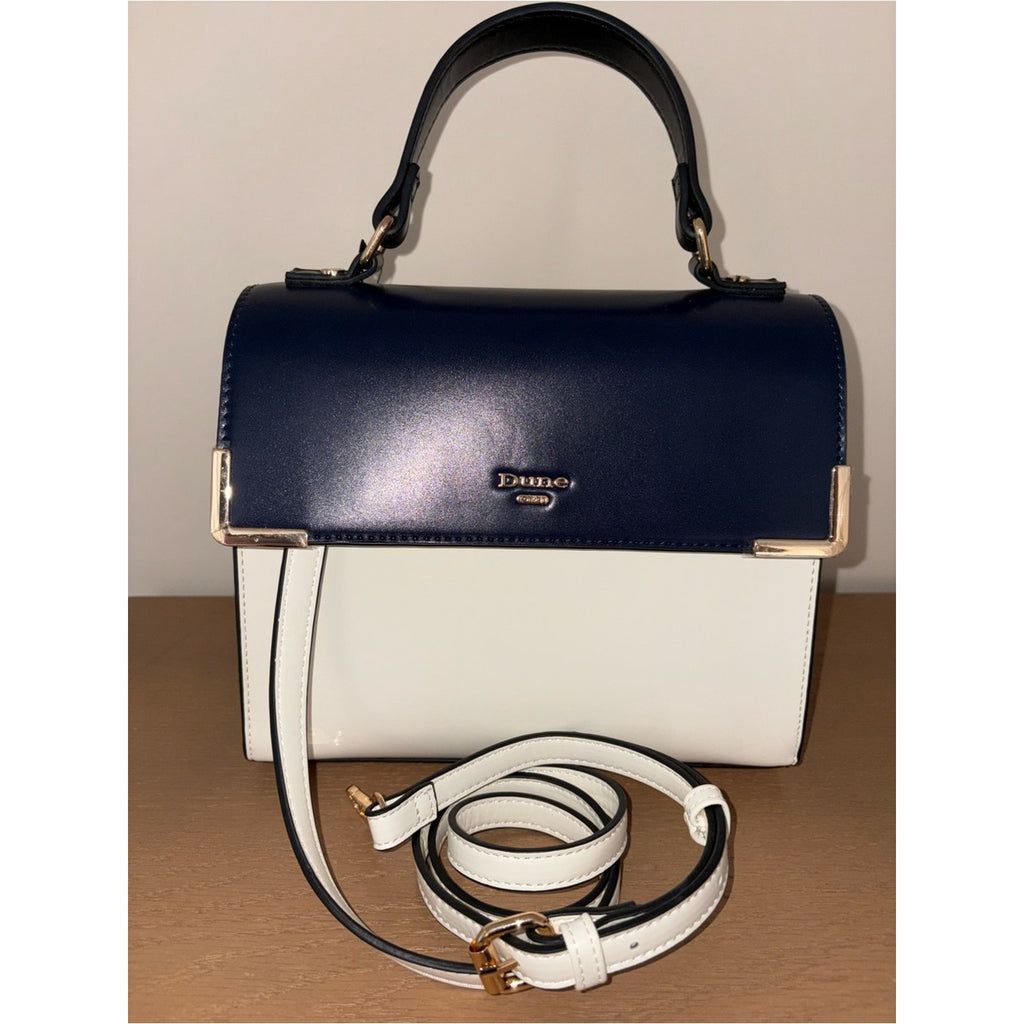 DUNE of London Top Handle Crossbody Bag Navy Blue & Ivory White