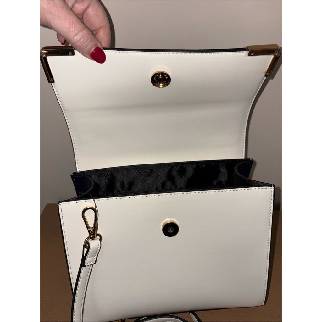 DUNE of London Top Handle Crossbody Bag Navy Blue & Ivory White