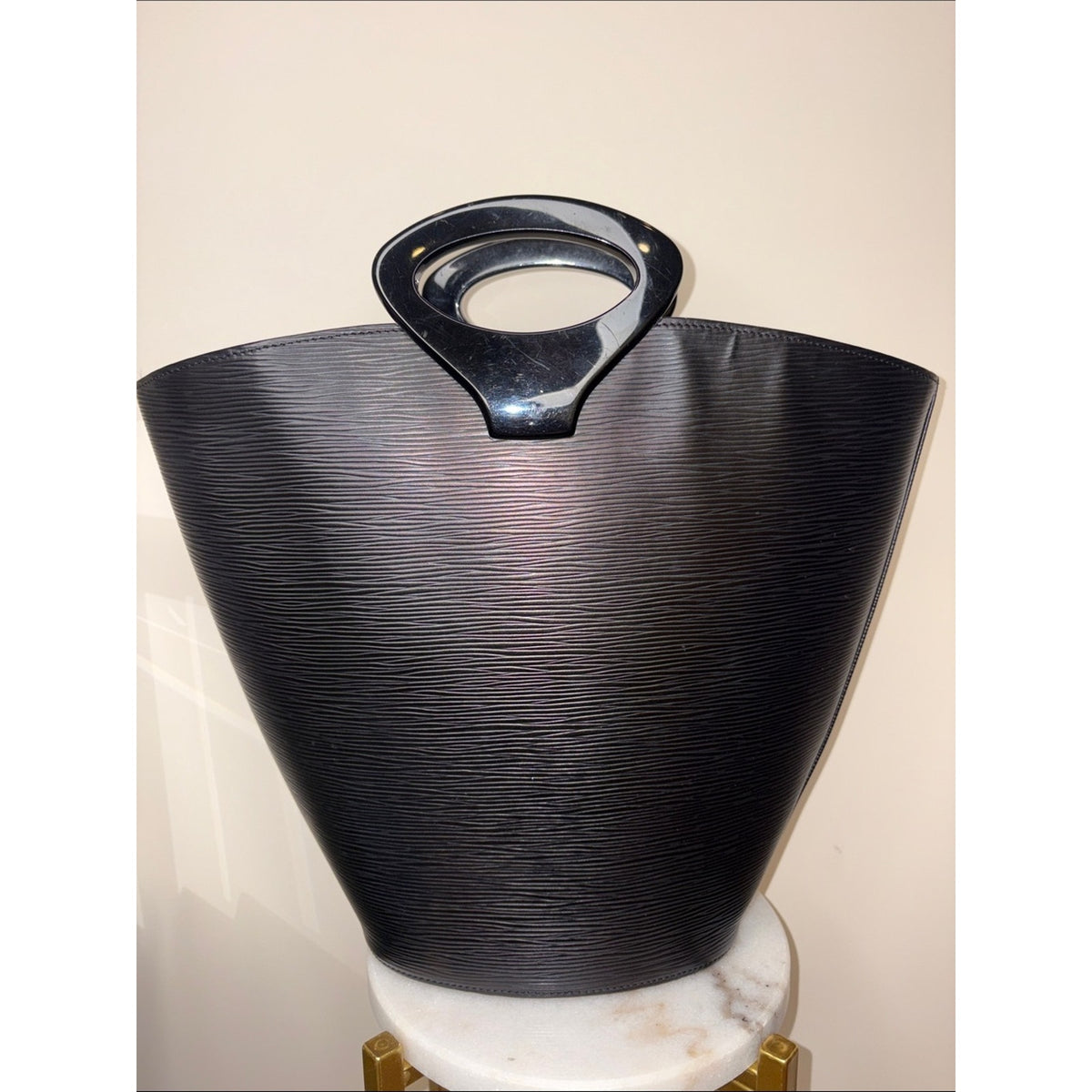 Louis Vuitton Noctambule Black Epi Leather Resin Oval Handle Bag 1999