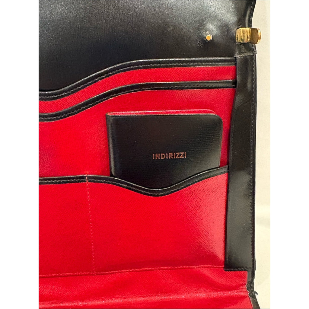 Vintage Gucci Top Handle Black Leather RARE Writing / Travel / Secretary Purse