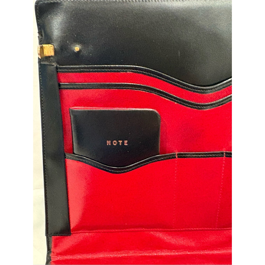 Vintage Gucci Top Handle Black Leather RARE Writing / Travel / Secretary Purse
