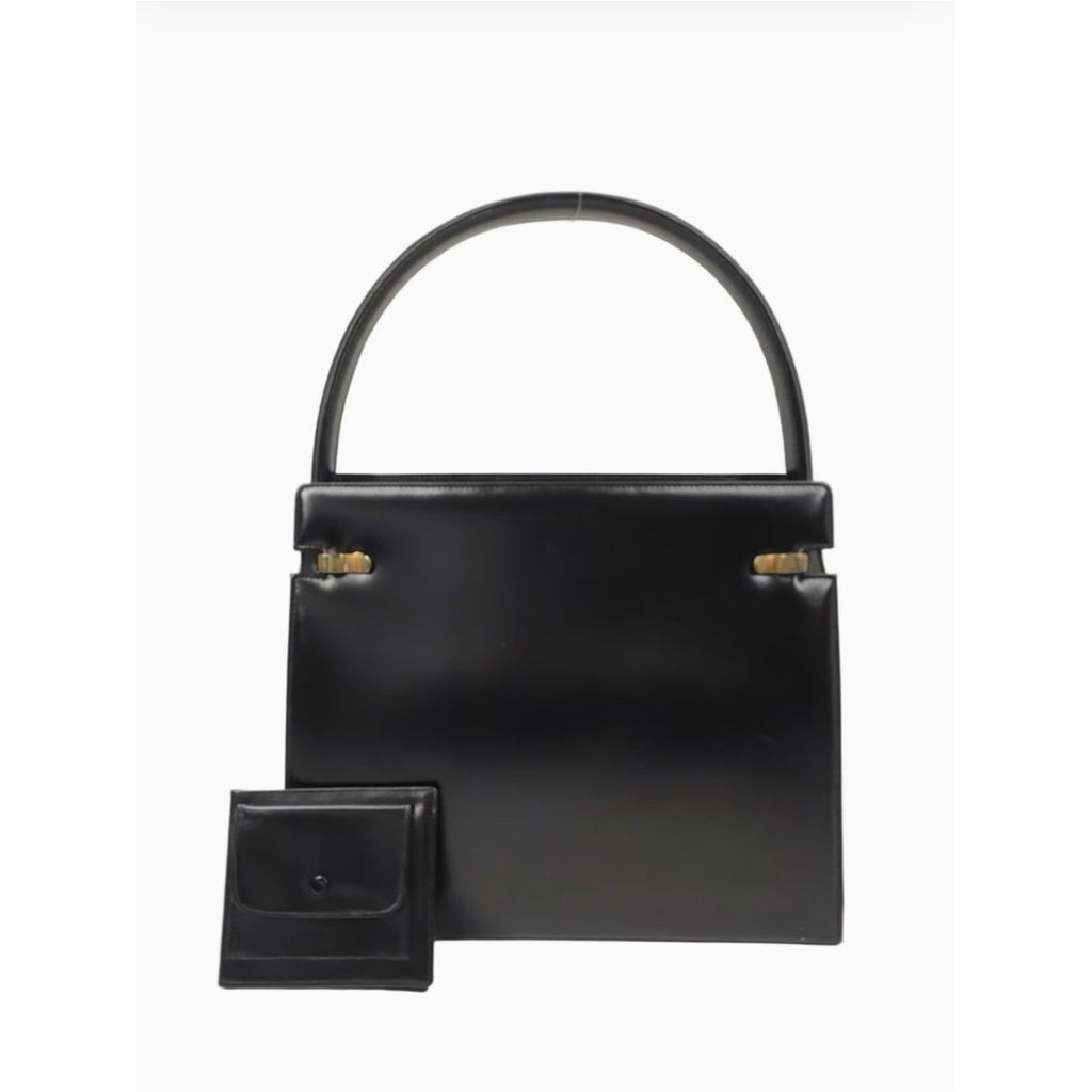 Vintage Gucci Top Handle Black Leather RARE Writing / Travel / Secretary Purse