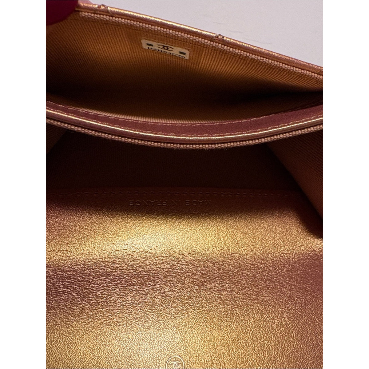 Chanel Gold Metallic Quilted Lambskin Flap Compact Wallet Card Holder