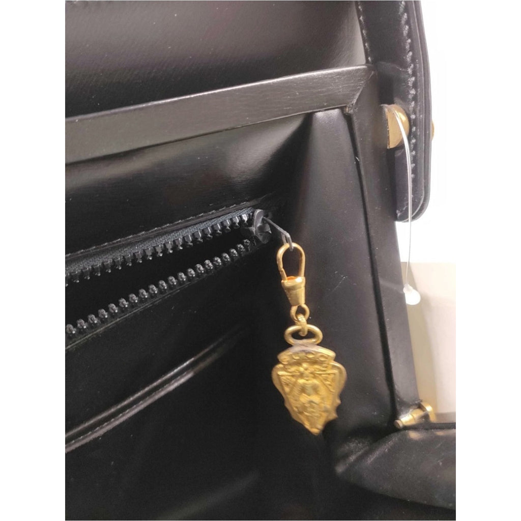 Vintage Gucci Top Handle Black Leather RARE Writing / Travel / Secretary Purse