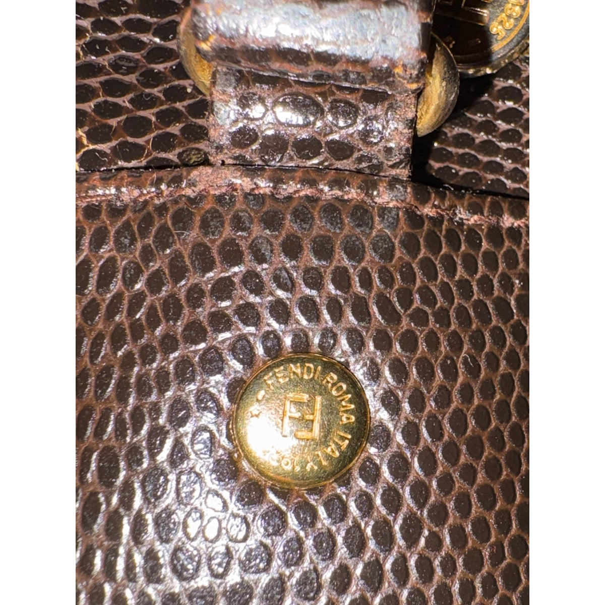 Fendi Vintage Janus Karung Snakeskin Camera Crossbody RARE Brown Exotic EUC