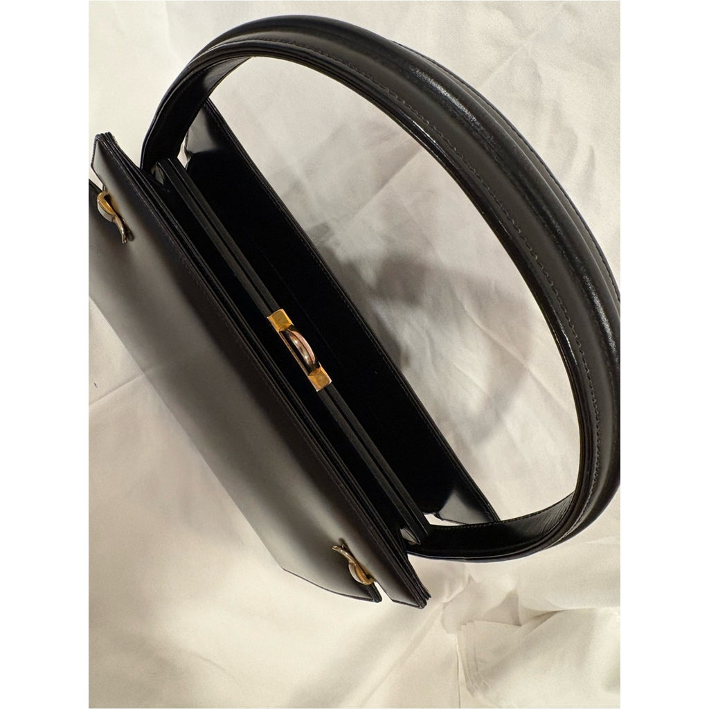 Vintage Gucci Top Handle Black Leather RARE Writing / Travel / Secretary Purse