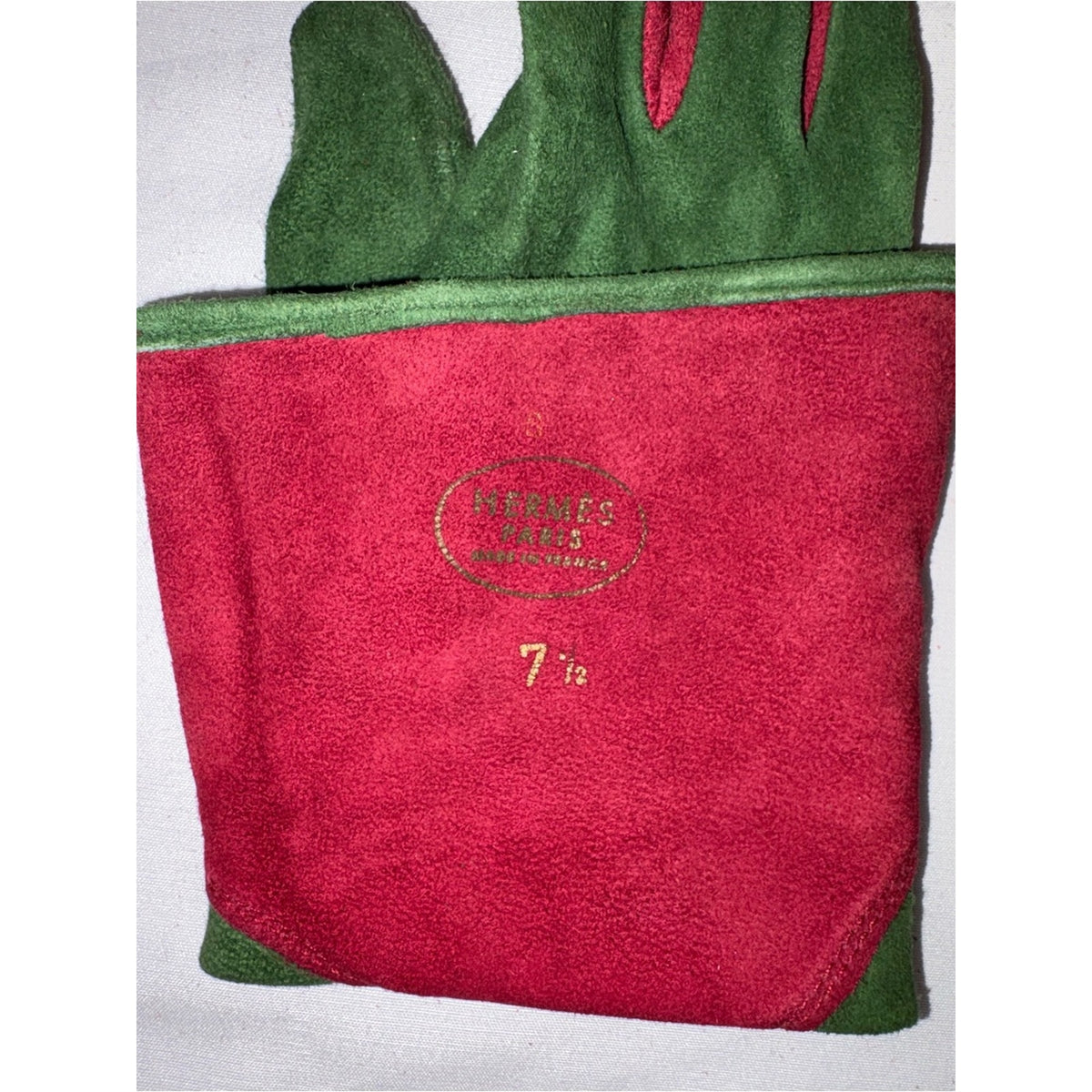 Hermès RARE Vintage Suede Gauntlet Gloves size 7.5 France Collector