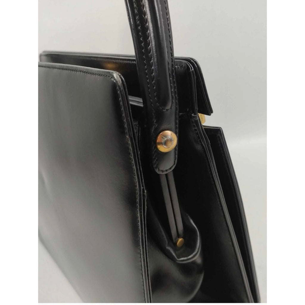 Vintage Gucci Top Handle Black Leather RARE Writing / Travel / Secretary Purse