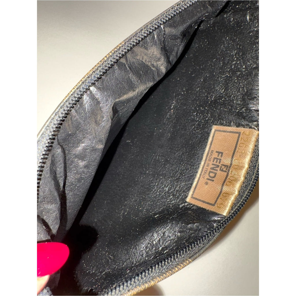 Fendi Pequin Stripe Triple-Zip Clutch / Pouch / Wallet