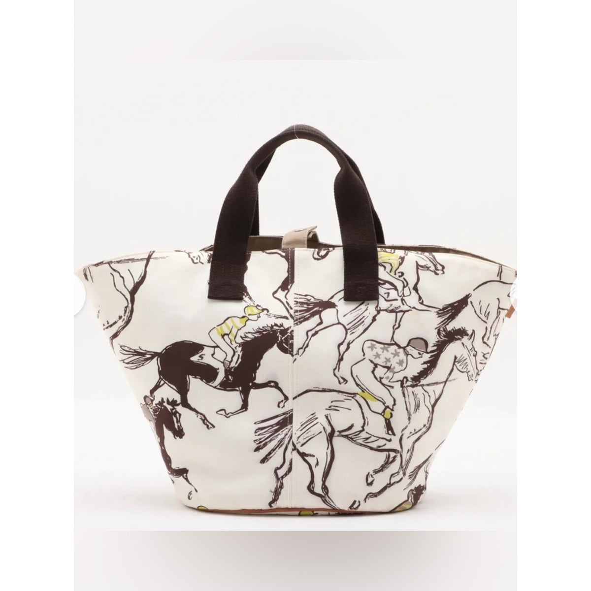 Hermès Panier de Plage Horse Racing Jockey Print Canvas Tote Bag COLLECTORS ITEM
