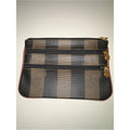 Fendi Pequin Stripe Triple-Zip Clutch / Pouch / Wallet