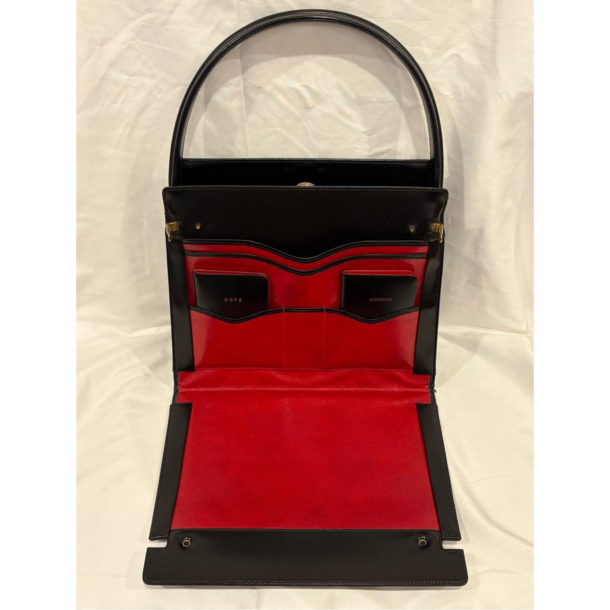 Vintage Gucci Top Handle Black Leather RARE Writing / Travel / Secretary Purse